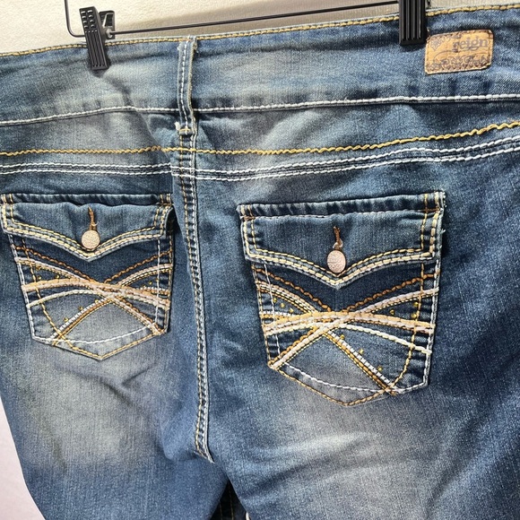 Reign Distressed Capri Jeans Pants Womens 22W Plus Stretch Cute Summer Blue 2092 - Picture 8 of 9